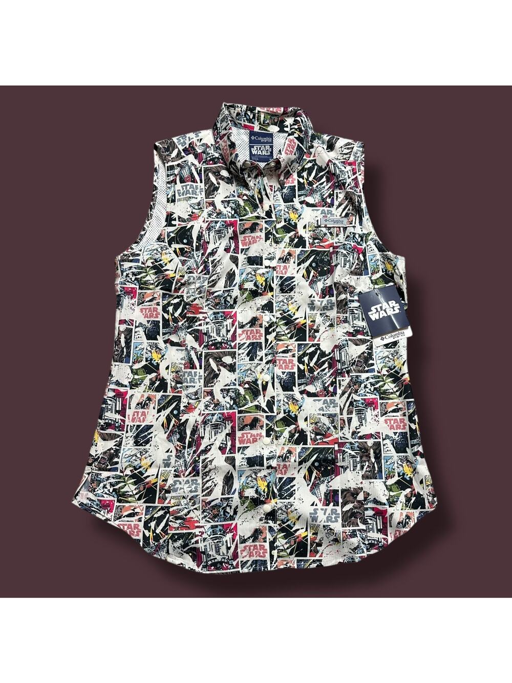 OOP NWT Columbia Sportswear X Star Wars PFG Shirt Super Tamiami Sleeveless Sz M